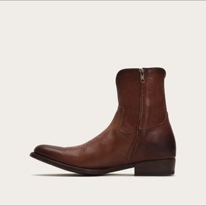 Frye Austin Side Zip Western Boots 10 Whiskey